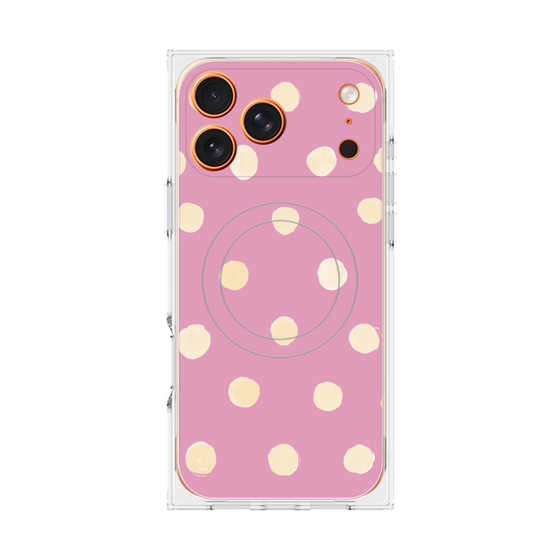 プレミアムスクエアケース with MagSafe［ 水彩ドット・レトロカラー - Pink ］