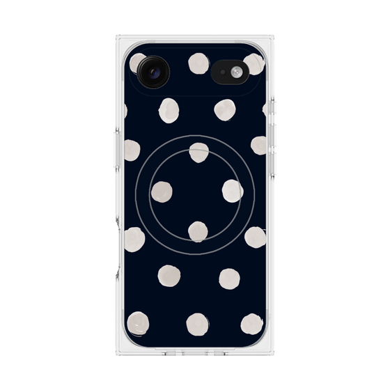 プレミアムスクエアケース with MagSafe［ 水彩ドット・レトロカラー - Navy ］