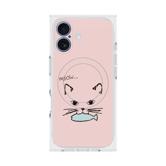 プレミアムスクエアケース with MagSafe［ 食いしん坊なねこ - Pink ］