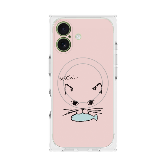 プレミアムスクエアケース with MagSafe［ 食いしん坊なねこ - Pink ］