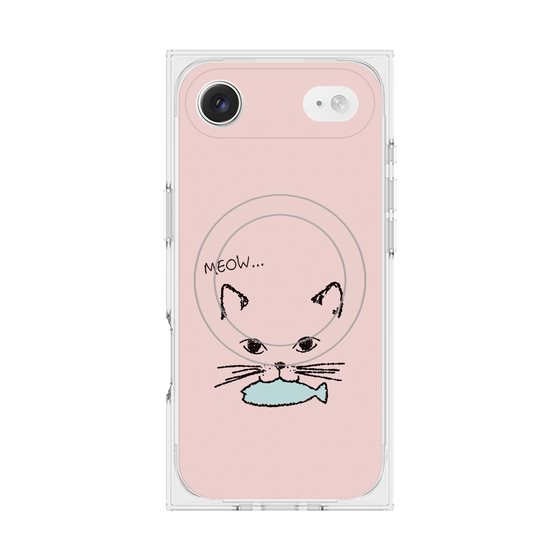 プレミアムスクエアケース with MagSafe［ 食いしん坊なねこ - Pink ］