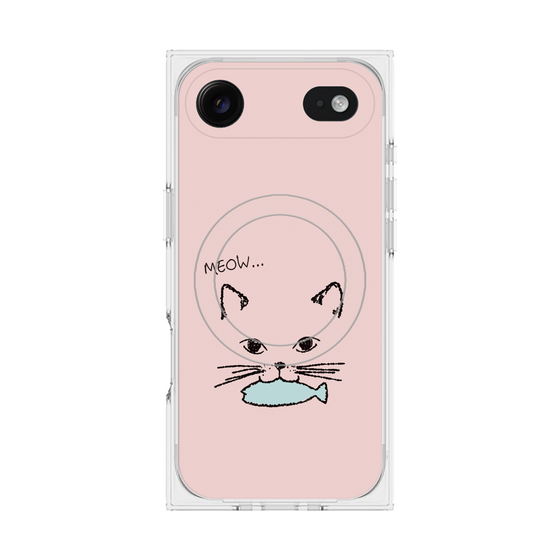 プレミアムスクエアケース with MagSafe［ 食いしん坊なねこ - Pink ］