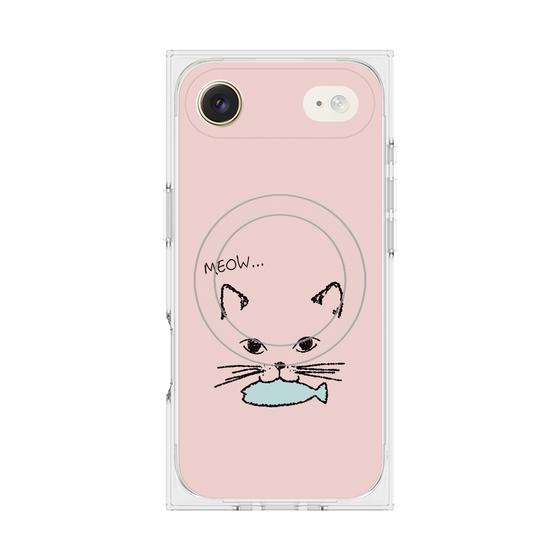 プレミアムスクエアケース with MagSafe［ 食いしん坊なねこ - Pink ］