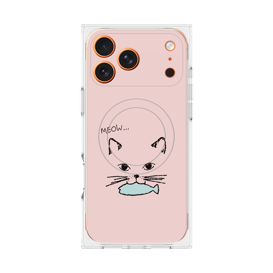 プレミアムスクエアケース with MagSafe［ 食いしん坊なねこ - Pink ］