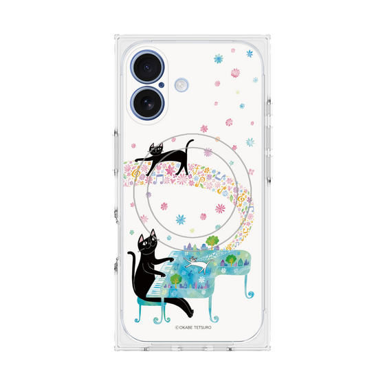 プレミアムスクエアケース with MagSafe［ おかべてつろう - 黒猫クロのとおりみち ］