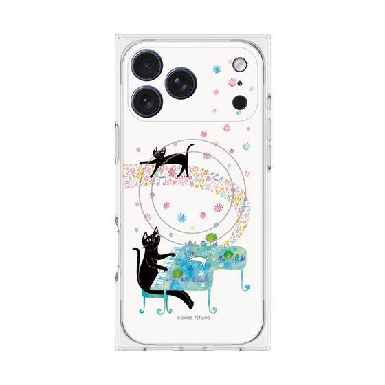 プレミアムスクエアケース with MagSafe［ おかべてつろう - 黒猫クロのとおりみち ］