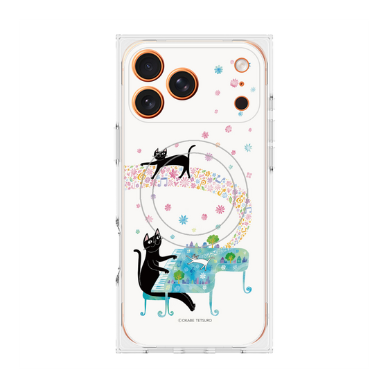 プレミアムスクエアケース with MagSafe［ おかべてつろう - 黒猫クロのとおりみち ］