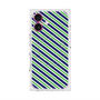 プレミアムスクエアケース with MagSafe［ Small Stripe - Navy × Green ］