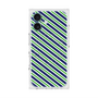 プレミアムスクエアケース with MagSafe［ Small Stripe - Navy × Green ］