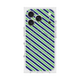プレミアムスクエアケース with MagSafe［ Small Stripe - Navy × Green ］