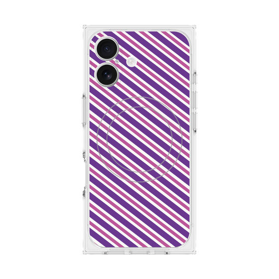 プレミアムスクエアケース with MagSafe［ Small Stripe - Purple × Pink ］