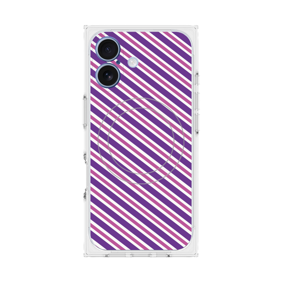 プレミアムスクエアケース with MagSafe［ Small Stripe - Purple × Pink ］