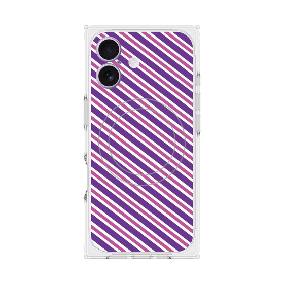 プレミアムスクエアケース with MagSafe［ Small Stripe - Purple × Pink ］