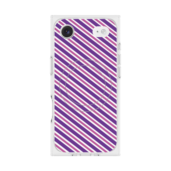 プレミアムスクエアケース with MagSafe［ Small Stripe - Purple × Pink ］