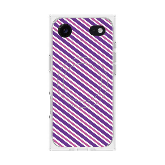 プレミアムスクエアケース with MagSafe［ Small Stripe - Purple × Pink ］