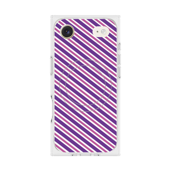 プレミアムスクエアケース with MagSafe［ Small Stripe - Purple × Pink ］