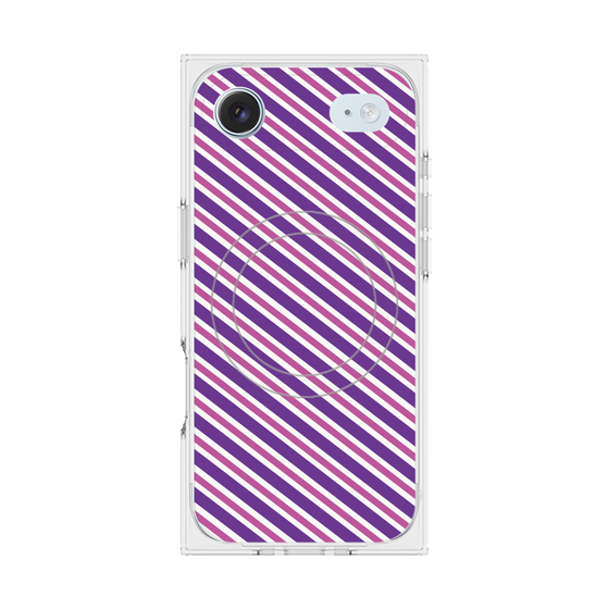 プレミアムスクエアケース with MagSafe［ Small Stripe - Purple × Pink ］