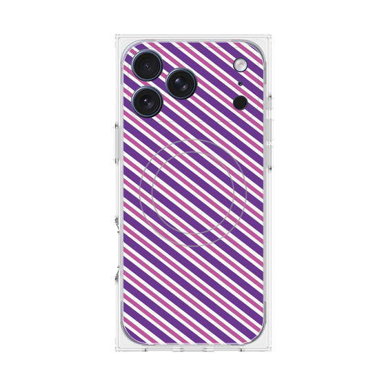 プレミアムスクエアケース with MagSafe［ Small Stripe - Purple × Pink ］