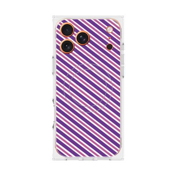 プレミアムスクエアケース with MagSafe［ Small Stripe - Purple × Pink ］