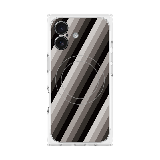 プレミアムスクエアケース with MagSafe［ Middle Stripe - Black ］