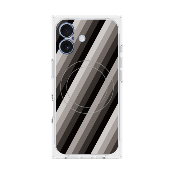 プレミアムスクエアケース with MagSafe［ Middle Stripe - Black ］