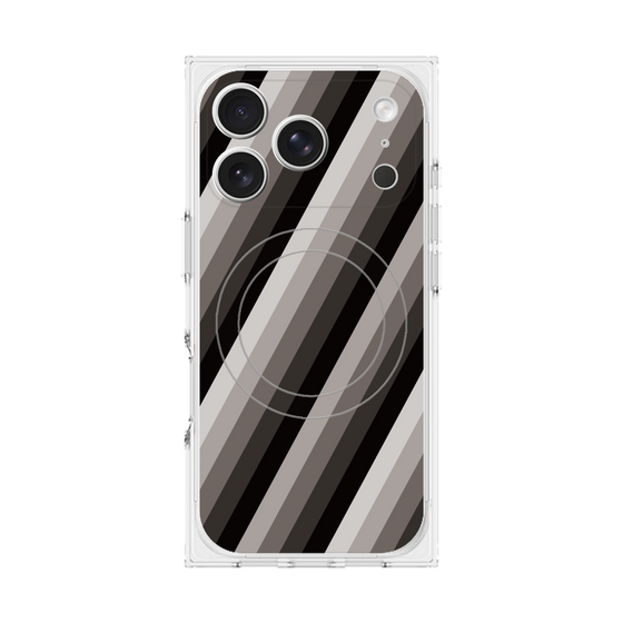 プレミアムスクエアケース with MagSafe［ Middle Stripe - Black ］