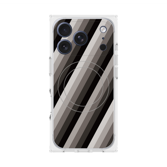 プレミアムスクエアケース with MagSafe［ Middle Stripe - Black ］