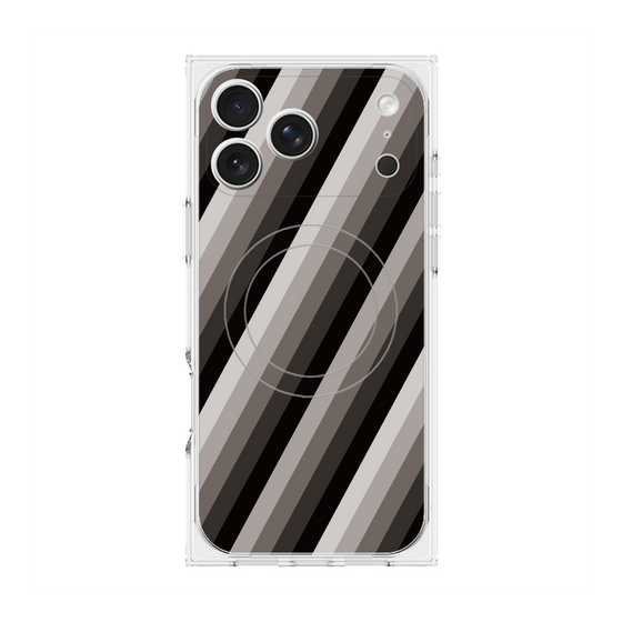 プレミアムスクエアケース with MagSafe［ Middle Stripe - Black ］