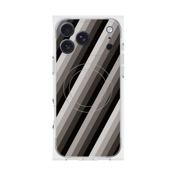 プレミアムスクエアケース with MagSafe［ Middle Stripe - Black ］