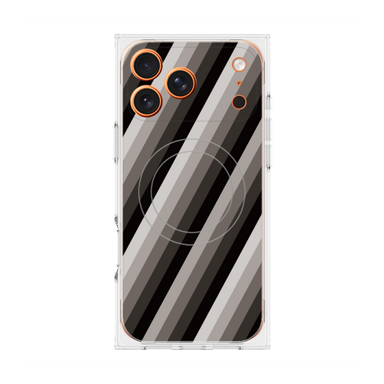 プレミアムスクエアケース with MagSafe［ Middle Stripe - Black ］