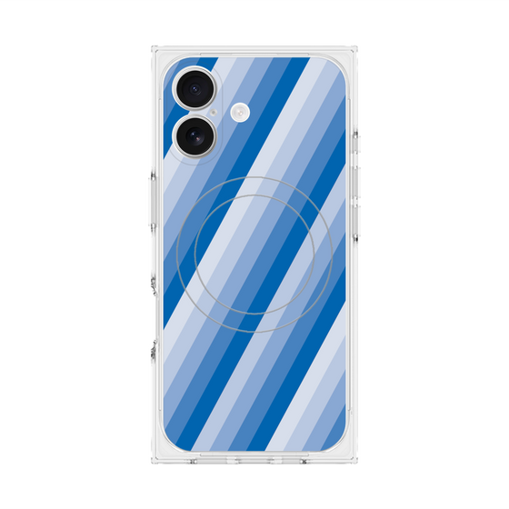 プレミアムスクエアケース with MagSafe［ Middle Stripe - Blue ］