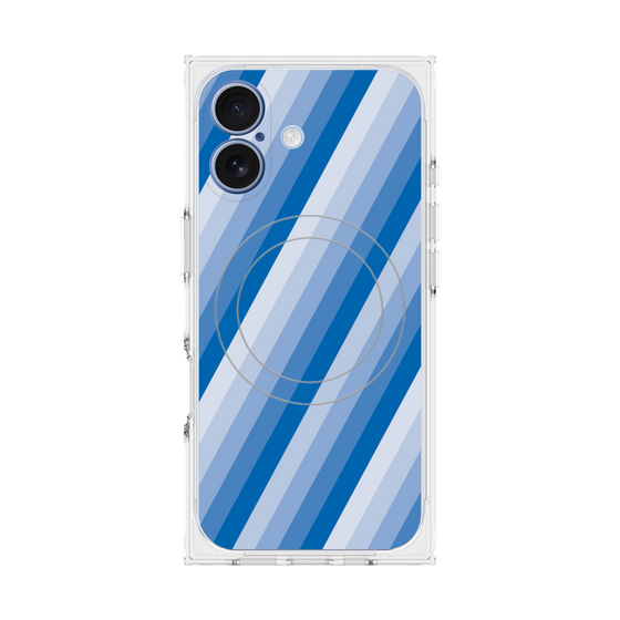 プレミアムスクエアケース with MagSafe［ Middle Stripe - Blue ］