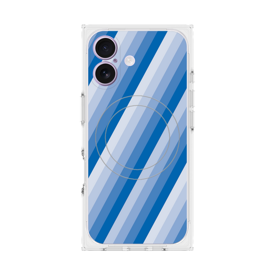 プレミアムスクエアケース with MagSafe［ Middle Stripe - Blue ］
