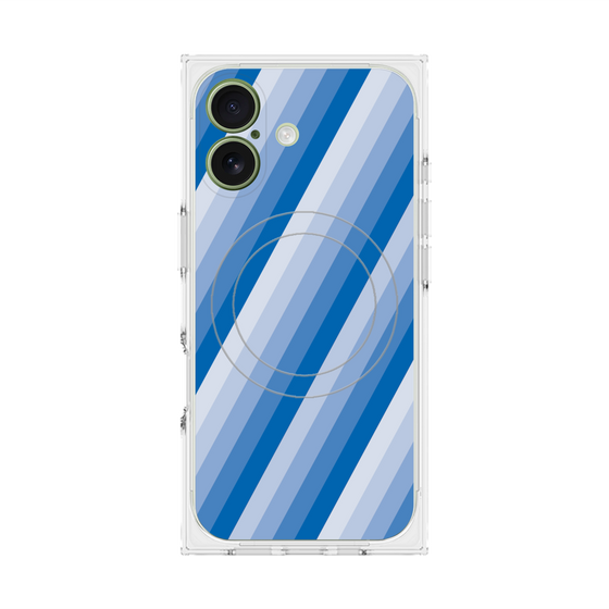 プレミアムスクエアケース with MagSafe［ Middle Stripe - Blue ］
