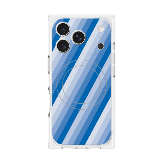 プレミアムスクエアケース with MagSafe［ Middle Stripe - Blue ］