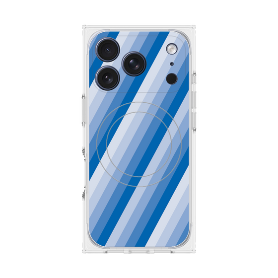 プレミアムスクエアケース with MagSafe［ Middle Stripe - Blue ］