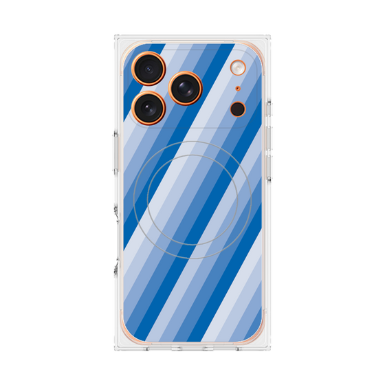 プレミアムスクエアケース with MagSafe［ Middle Stripe - Blue ］