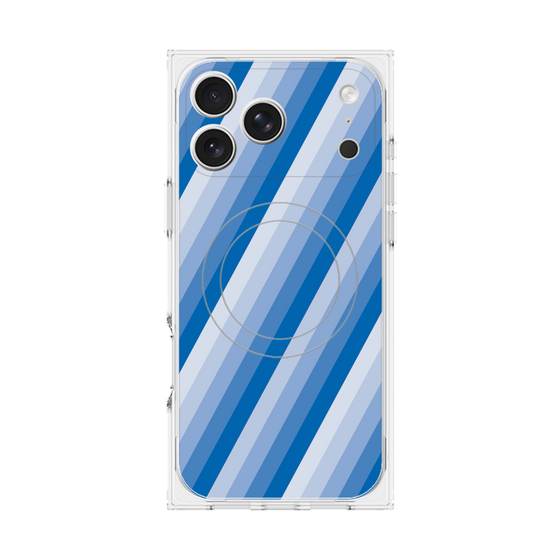 プレミアムスクエアケース with MagSafe［ Middle Stripe - Blue ］