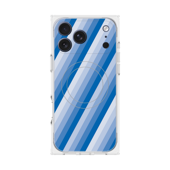 プレミアムスクエアケース with MagSafe［ Middle Stripe - Blue ］