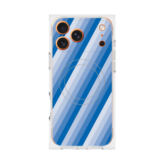 プレミアムスクエアケース with MagSafe［ Middle Stripe - Blue ］