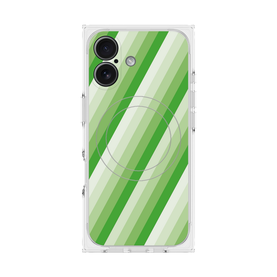 プレミアムスクエアケース with MagSafe［ Middle Stripe - Green ］