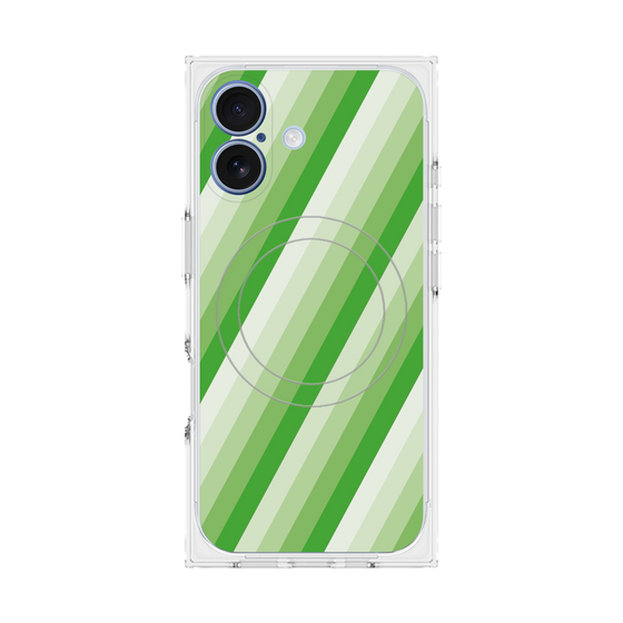 プレミアムスクエアケース with MagSafe［ Middle Stripe - Green ］