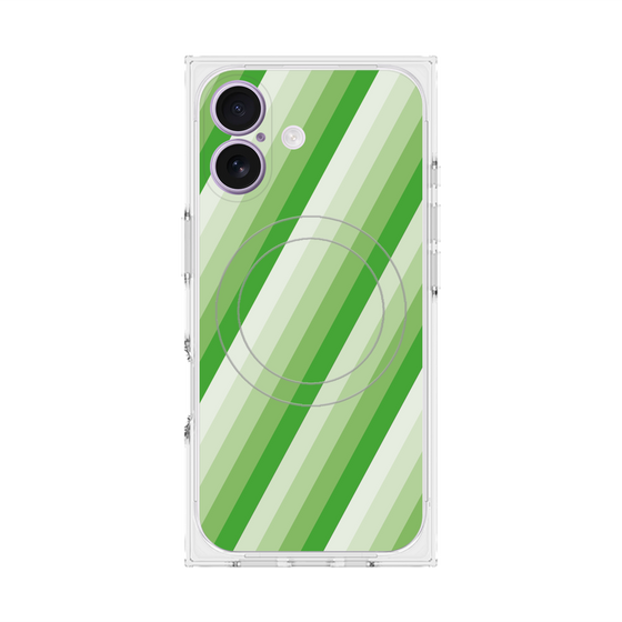 プレミアムスクエアケース with MagSafe［ Middle Stripe - Green ］