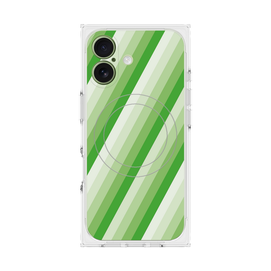 プレミアムスクエアケース with MagSafe［ Middle Stripe - Green ］