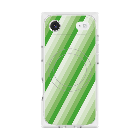 プレミアムスクエアケース with MagSafe［ Middle Stripe - Green ］