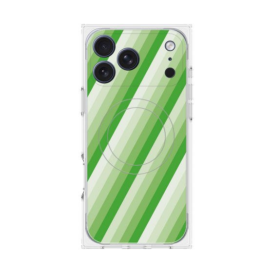 プレミアムスクエアケース with MagSafe［ Middle Stripe - Green ］