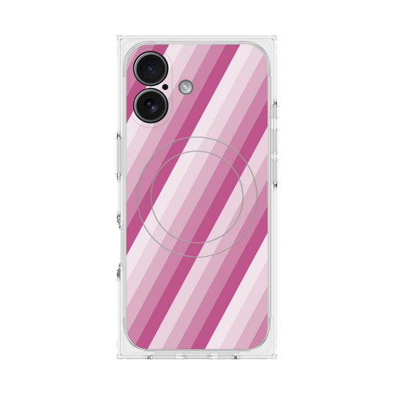 プレミアムスクエアケース with MagSafe［ Middle Stripe - Pink ］