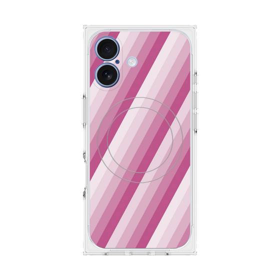 プレミアムスクエアケース with MagSafe［ Middle Stripe - Pink ］