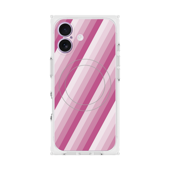 プレミアムスクエアケース with MagSafe［ Middle Stripe - Pink ］