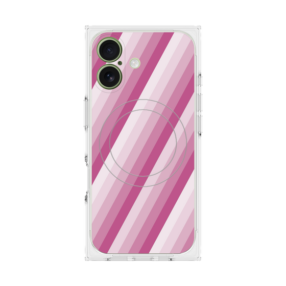 プレミアムスクエアケース with MagSafe［ Middle Stripe - Pink ］